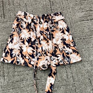 Forever 21 Floral Print Shorts - Navy and Peach